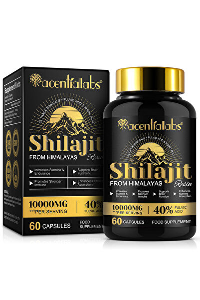ACENTIALLABS Shilajit din Himalaya – 60 Capsule | 10.000mg Per Porție | 40% A...