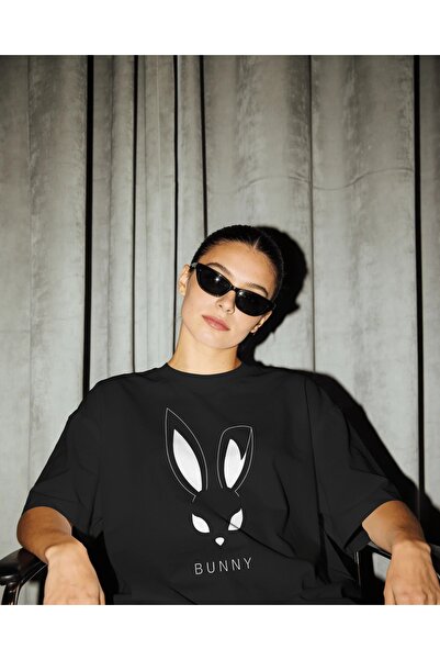 Bunny Tavşan Baskılı Oversize T-shirt