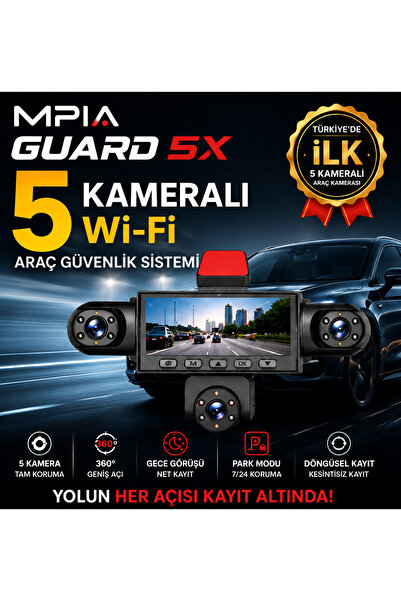 MPIA Guard 5X 5 Kameralı Wi-Fi Araç Güvenlik Sistemi | 360° Kayıt, Gece Görüş...