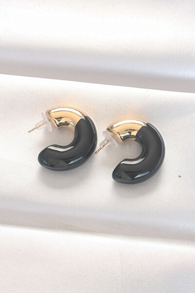 OGHAMAY Ccb Black Gold Double Color Earrings