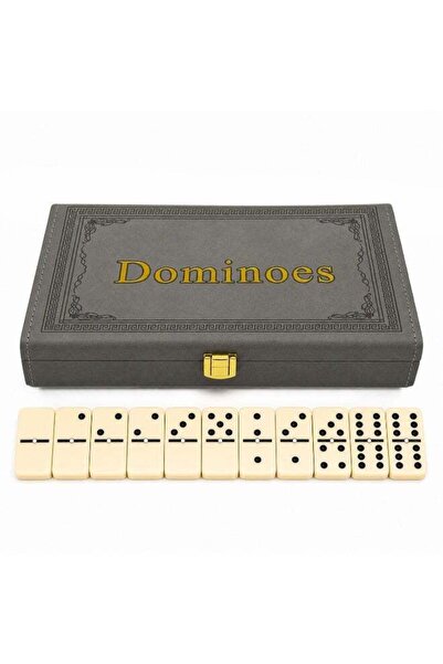 genric Luxury Domino with Gray Leather Cover and Gold Stamping 28 Pieces |   ...