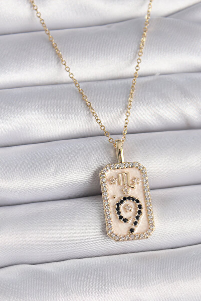 OGHAMAY 316l steel gold color chain scorpion sign zircon stone women's necklace