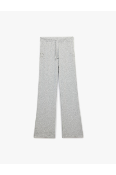 Koton Star Detailed, Tie-Waist, Comfortable Cut, Ribbed Pajama Bottoms