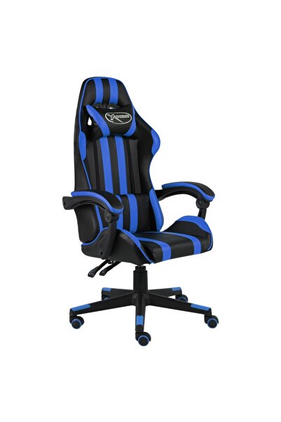 vidaxl Scaun de racing, negru și albastru, piele ecologică