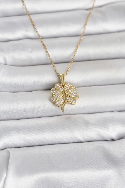 OGHAMAY 316L Steel Gold Color Openable Clover Model Zircon Stone Women's Neck...