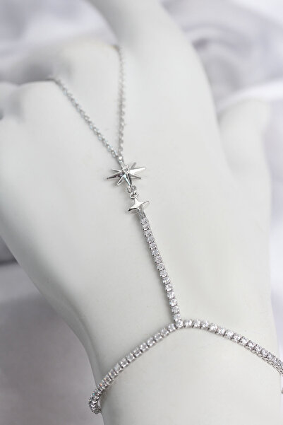 OGHAMAY Silver Color Brass Zircon Stone Pole Star Model Şahmeran