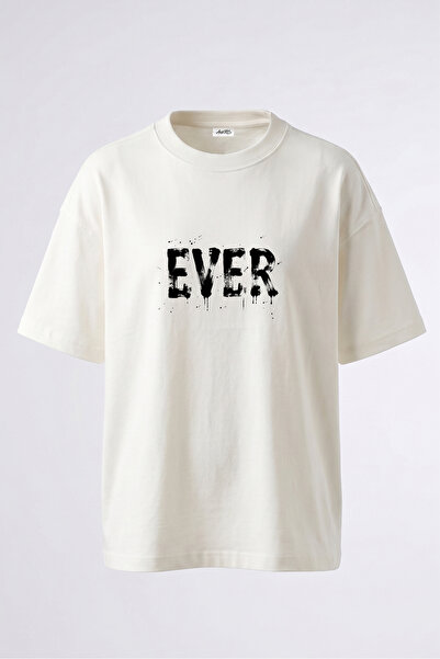 Anetos Tricou supradimensionat din bumbac alb cu imprimeu pe spate Ever Grung...