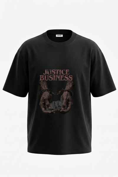 Anetos Μπλουζάκι Justice Business Design με στάμπα στην πλάτη, βαμβακερό, μαύ...