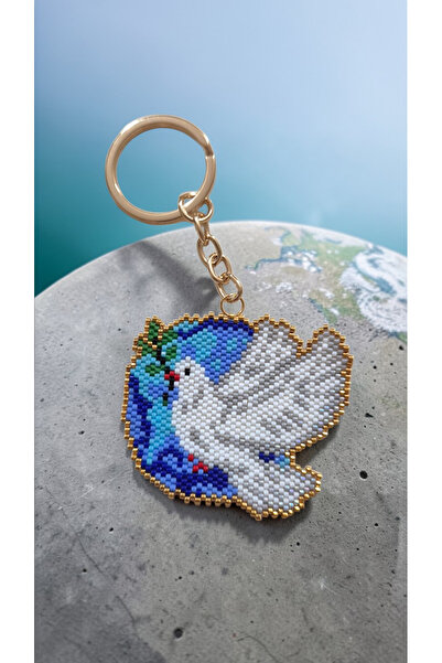SEARD Miyuki Beads Handmade Olive Branch Peace Dove Keychain/Bag Ornament