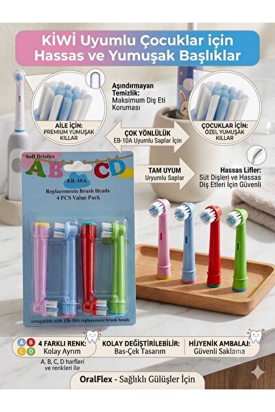 LOVYCO Kiwi Uyumlu Çocuk Diş Fırçası Yedek Başlığı - Ekstra Yumuşak ve Hassas...