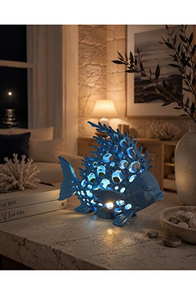 Elana Design Dekoratif LED Mumluk Balık Figürü - Deniz Temalı Masa Üstü Dekor...