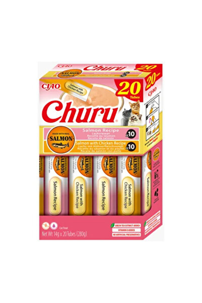 Inaba Ciao Churu Gustare Cremoasă pentru Pisici, Varietate Somon și Pui, 20 x...