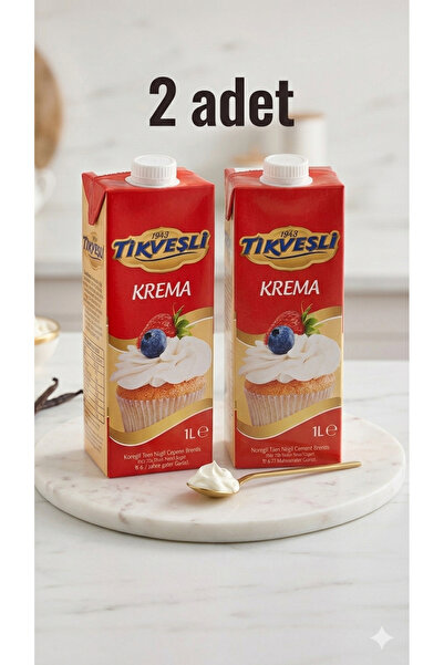 Tikveşli %35 Tam Yağlı Çırpma Kreması 1 L x 2 Adet (Avantajlı Paket)