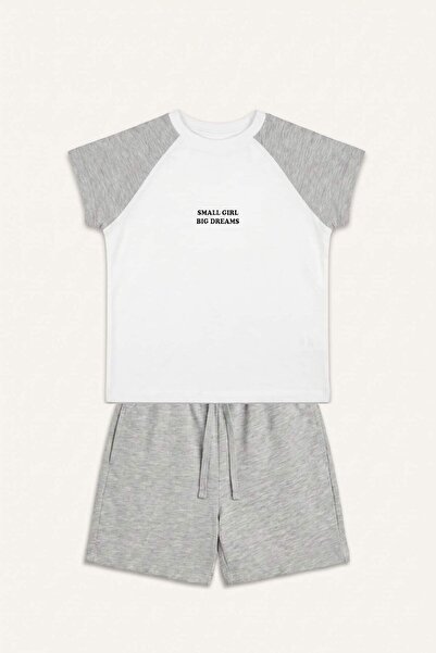 DeFacto Ribana 2-Piece Light Gray Melange Set for Girls I0044A826Hs