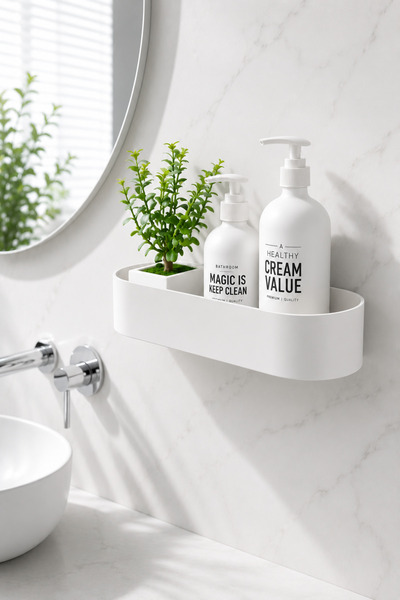 Arvella Studio Wall Shelf Bathroom Organizer Shelf |   No-Drill Mounted Shamp...