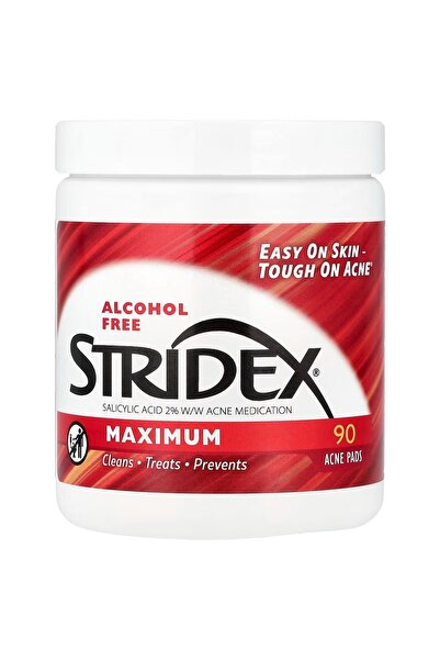 Stridex ماكسيما، خالٍ من الكحول، 90 ضمادة لعلاج حب الشباب