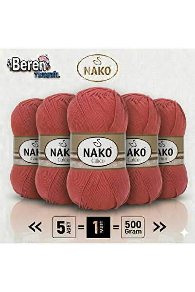 NAKO Calico- 12396 Geranium Flower- 5-Pack - 100Gr/240M - Hand Knitting Yarn ...
