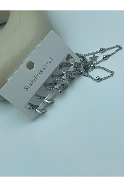 BİJU YILMAZ 26clk132 - silver multi-star charm earring set