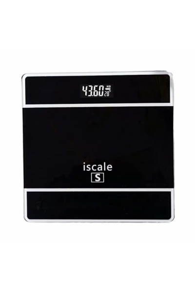 iscale cântar electronic de baie, afișaj digital, negru, sticlă și plastic