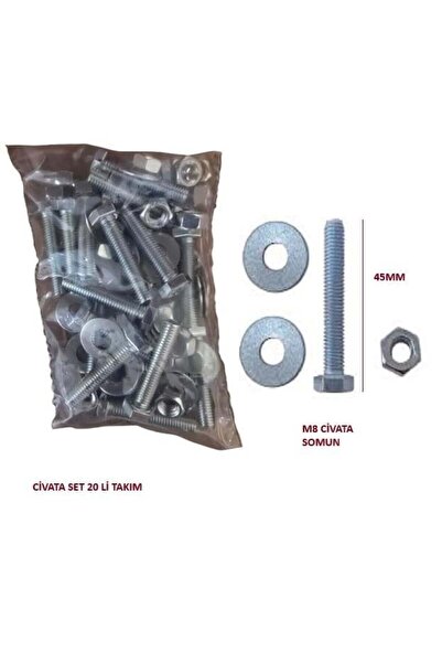 Universal CİVATA 8M*45MM (PUL+SOMUN+CİVATA) (PAKET 20 Lİ)