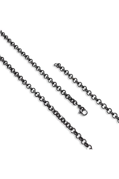 SeyCey.co Forse Black Steel Chain Necklace 1mm X 4mm - Black