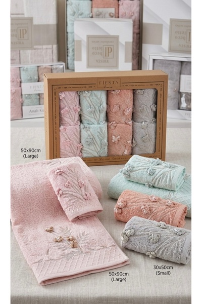 Fiesta Tekstil Hera 8-Piece Bamboo Towel Set with Mother and Daughter