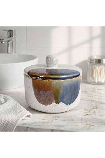 PAN HOME Zeena Ceramic Double Glaze Cotton Jar 11.7x9.5cm - Multicolor