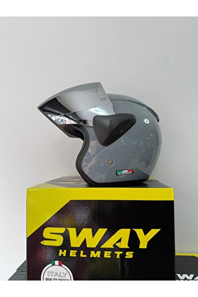 Sway 733 MAT NARDO GRİ AYNALI VİZÖR YARIM KASK