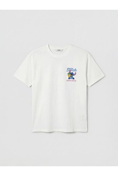 LC Waikiki Tricou de damă cu guler rotund, imprimat Lilo & Stitch