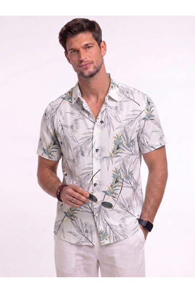 Levantino Men’s Patterned Short Sleeve Resort Collar Shirt