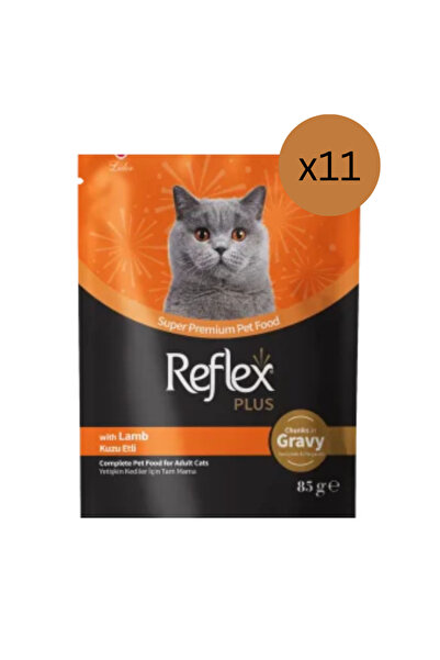 Reflex Hrană umedă pentru pisici, Plus, Adult, Miel în sos, set 11 buc x 85g