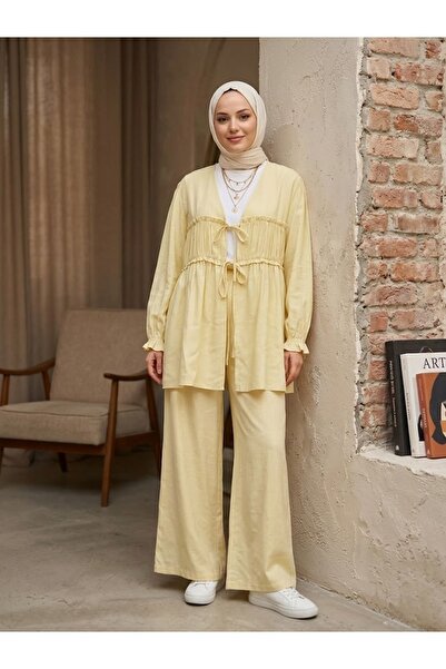 Foremia Drawstring Trousers Suit - Yellow