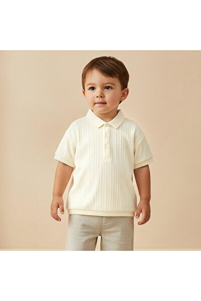 Juniors Short Sleeves Polo T-shirt with Texture