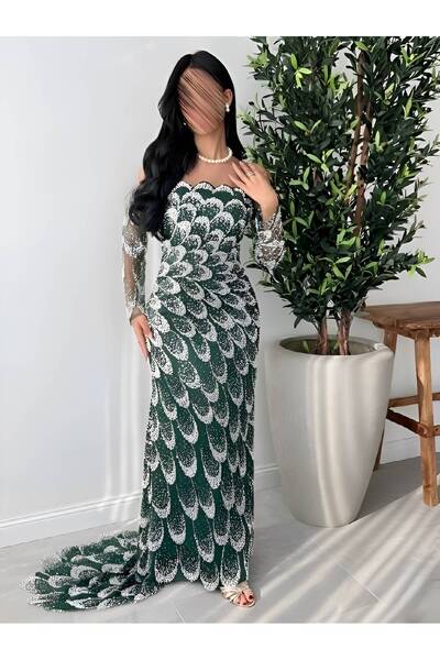Bamah فستان سهره اخضر زمردي لول فخم