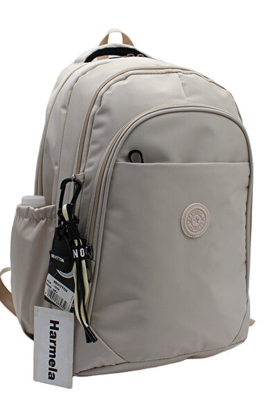 Harmela Unisex Water Resistant Fabric Daily Backpack Beige Color School Backp...