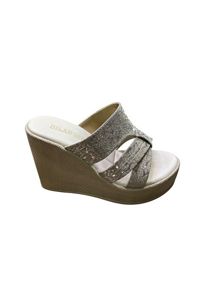 Dilan Women's Wedge Platform Heeled Glittery Slippers