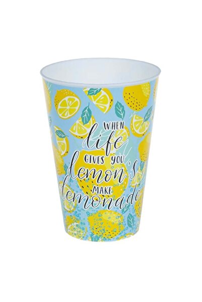 OEM Pahar din plastic pentru apă, albastru, imprimeu lămâi, 400 ml