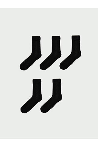 LC Waikiki Nevavm Farkıyla Lcw Accessories Black Plain 5-Piece Pack Men's Socks