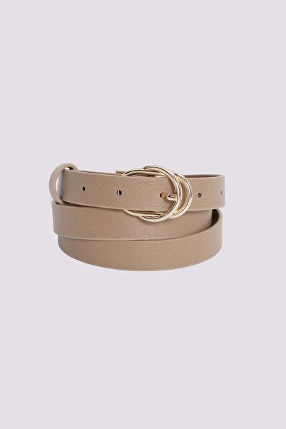 Tudors Women's 110cm Beige Women's Belt with Gold Buckle