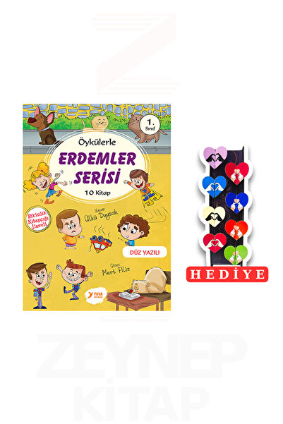 Yuva Yayınları 1.Sınıf Öykülerle Erdemler Serisi 10 Kitap Set (8'li Kalp Ayra...