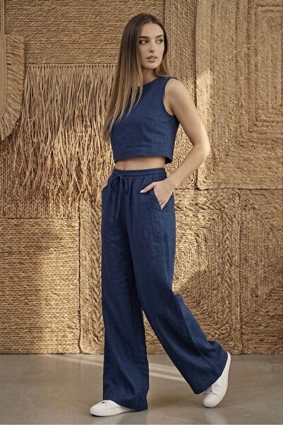 miremiran Muslin Fabric 100% Organic Palazzo Wide-Leg Pants with Side Pockets...
