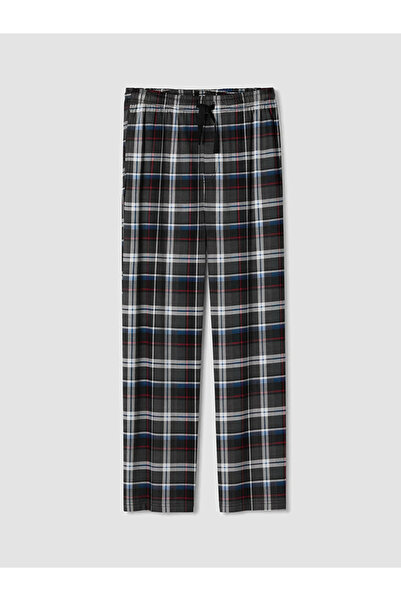 LC Waikiki Siyah Regular Fit Ekose Erkek Pijama Altı