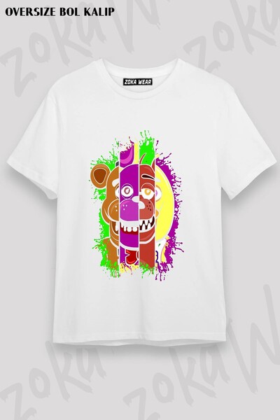 ZOKAWEAR Unisex Loose Fit Fnaf Five Nights V1 Printed T-Shirt