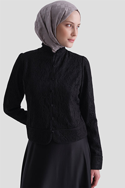 Armine Dantel Ceketli Takım Siyah