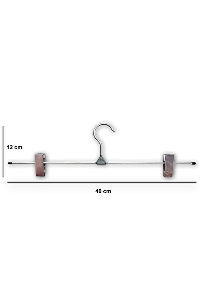 AĞIRSOY 10 Pieces of Nickel-Plated Hangers with Latches, Wire Skirt and Trous...