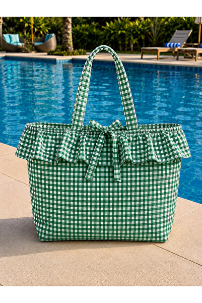 Belomia Home Collection Pötikare Desen Astarlı Plaj Çantası 35x50 cm | Pera