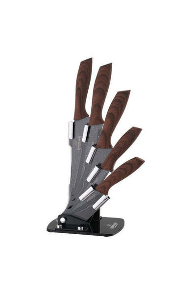 Bohmann Set de 5 cutite din inox cu suport acrilic si manere soft-touch,