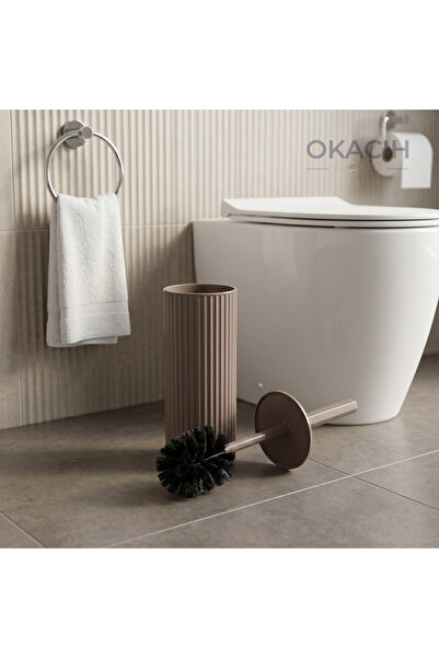 okacih Modern Dikey Çizgili Tuvalet Fırçası - Banyo İçin Lüks Klozet Fırçası