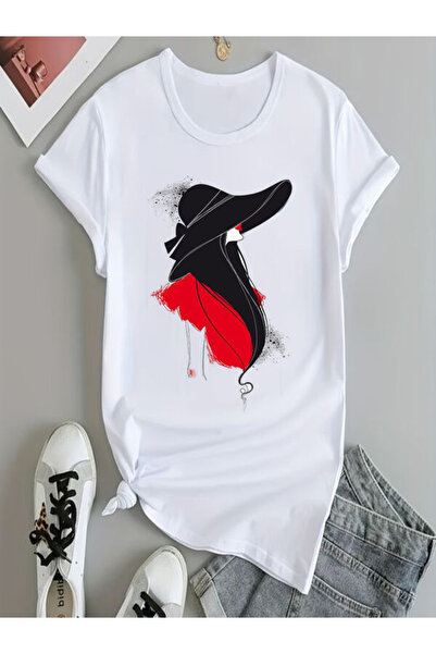 COZYWEAR Printed T-Shirt with Woman in Hat Figure