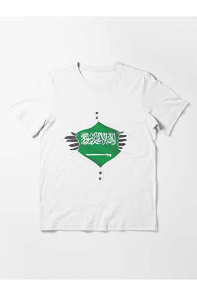 SAUDI قميص قطني 100% للرجال والنساء - تي شيرت فضفاض بياقة دائرية وأكمام قصيرة...